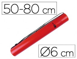 Portaplanos plástico Liderpapel ø6cm. extensible 80cm. rojo
